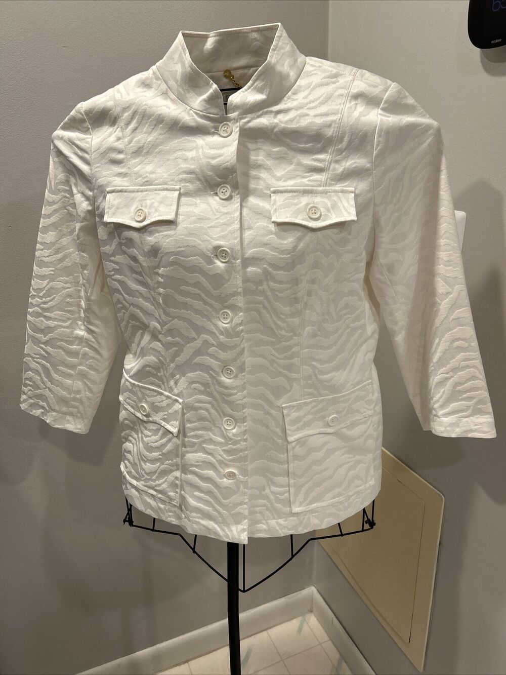 Women's Linea by Louis Dell'Olio Zebra Jacket SIZE Small White